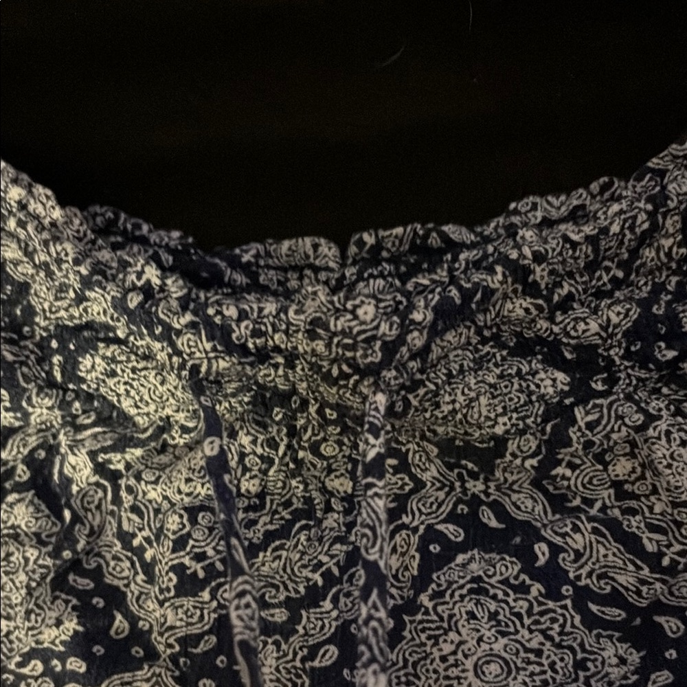 Women's Navy Patterned Shorts - Picture 3 of 6